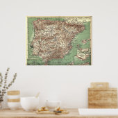 WWI-Karte Spaniens und Portugals Poster (Küche)