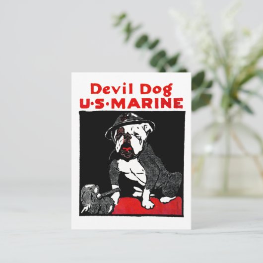 WWI Marine Corps Devil Dog Postkarte (Stehend Vorderseite)