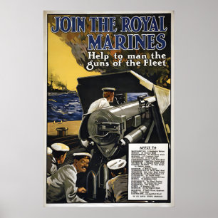 WWI Royal Marines Rekrutierungsposter, Großbritann Poster