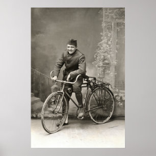 WWI US Doughboy und sein Bike in Frankreich Poster