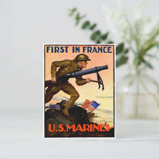 WWI US Marines Postkarte (Stehend Vorderseite)