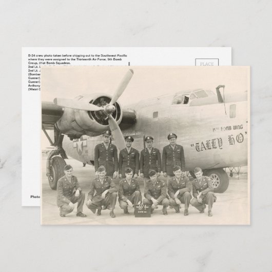 WWII B-24 Crew Postkarte (Vorne/Hinten)