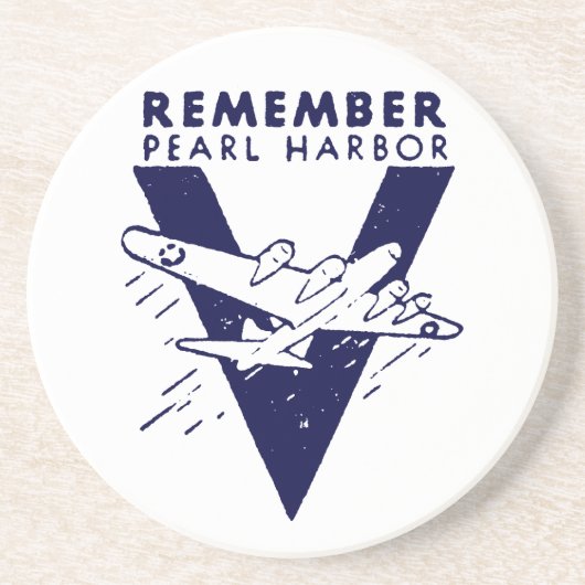 WWII Blue Remember Pearl Harbor Sandstein Untersetzer (Vorne)