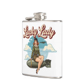 WWII Bomber "Lucky Lady" Nose Art Flachmann (Links)