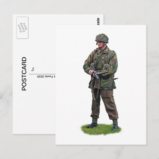 WWII British Paratrooper Postkarte (Vorne/Hinten)