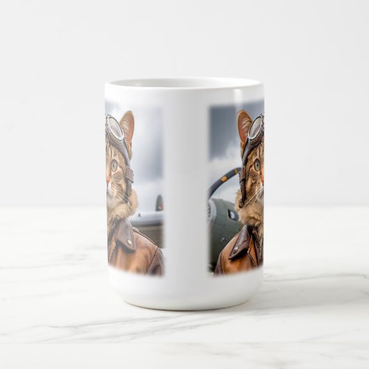 WWII Cat Fighter Pilot Tasse (Mittel)