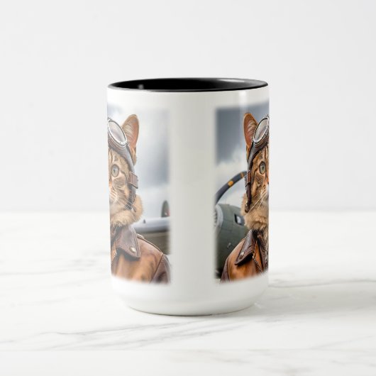 WWII Cat Fighter Pilot Tasse (Zentrum)