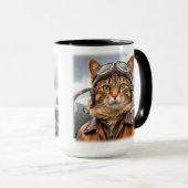 WWII Cat Fighter Pilot Tasse (VorderseiteRechts)