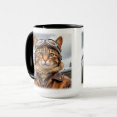 WWII Cat Fighter Pilot Tasse (Vorderseite Links)