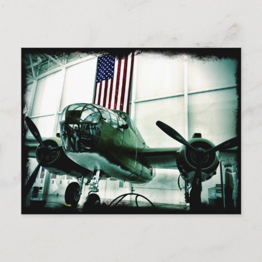 WWII Flugzeug - Amerikanische Flagge - Patriotisch Postkarte (Vorderseite)