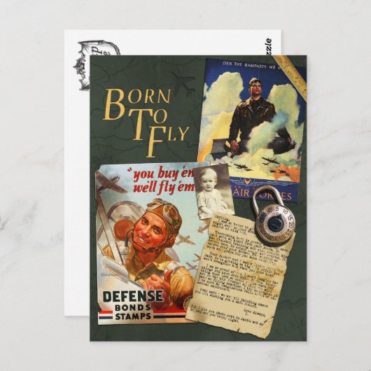 WWII Flyboy Scrapbook Postcard Postkarte (Vorne/Hinten)