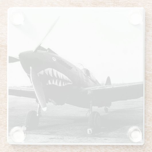 WWII Flying Tigers Curtiss P-40 Fighter Flugzeug Glasuntersetzer (Rückseite)
