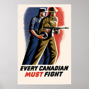 WWII Kanadischer Propagandaposter Jeder Kanadier Poster