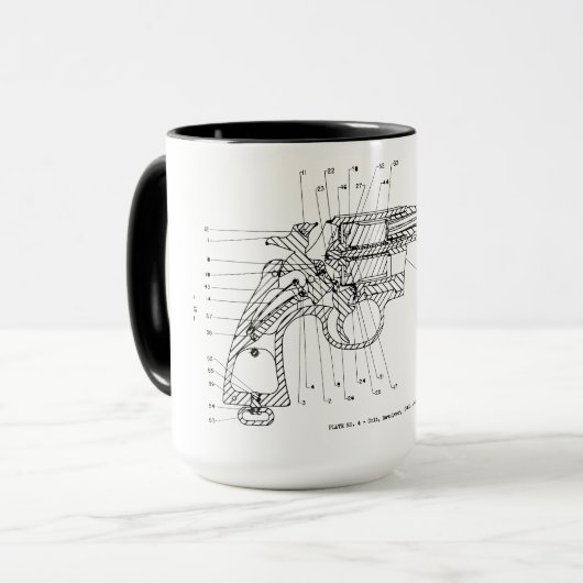 WWII PISTOL REVOLVER HANDGUN 45 CALIBER SCHEMATIC TASSE (Vorderseite Links)