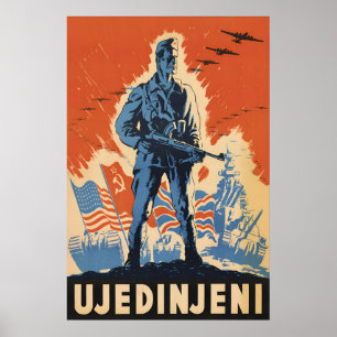 WWII-Plakat SFR Jugoslawien Partisanen vereinigen  Poster