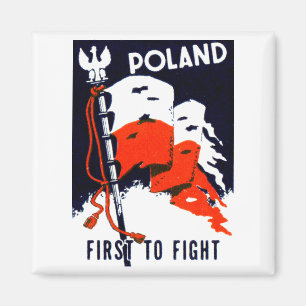 WWII Polen, Erster im Kampf Plakat Magnet