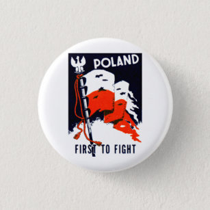 WWII Polen, Plakat zuerst kämpfen Button