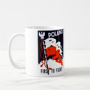 WWII Polen, Plakat zuerst kämpfen Kaffeetasse