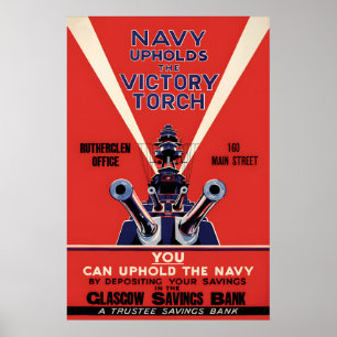 WWII-Propagandaplakat Marine hält Siegesfackel hoc Poster