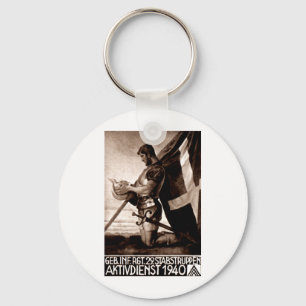 WWII Schweizer-Plakat Schlüsselanhänger
