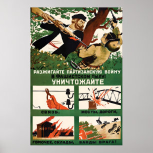 WWII Sowjet Propagandaposter Guerilla-Krieg Poster