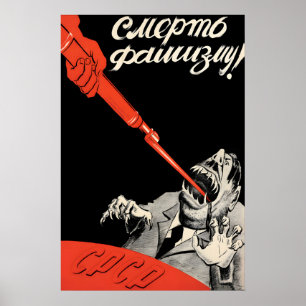 WWII Sowjetisches Propagandaplakat Tod dem Faschis Poster