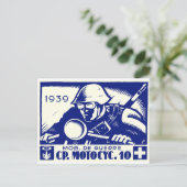 WWII Swiss Motorrad Company, blau Postkarte (Stehend Vorderseite)
