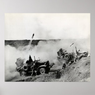 WWII US Marine-LKW brachte Raketen, Iwojima an Poster