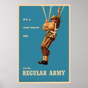 WWII Werbeplakat britischer Armee Fallschirmjäger Poster