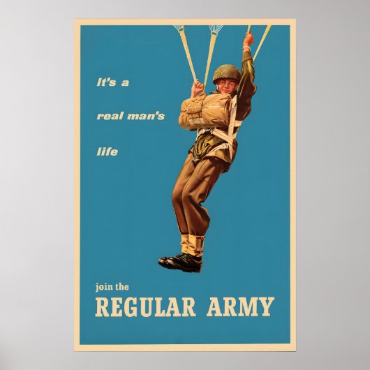 WWII Werbeplakat britischer Armee Fallschirmjäger Poster (Vorne)