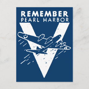 WWII White Remember Pearl Harbor Postkarte