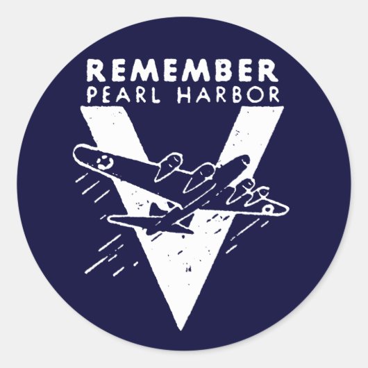 WWII White Remember Pearl Harbor Runder Aufkleber (Vorderseite)