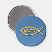 WWJD Fish Symbol Magnet (Vorderseite/Rückseite)