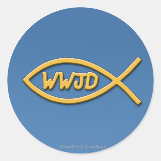 WWJD Fish Symbol Sticker (Vorderseite)