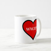 WWJD Heart Kaffeetasse (VorderseiteRechts)
