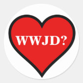 WWJD Heart Runder Aufkleber (Vorderseite)