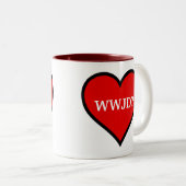 WWJD Heart Zweifarbige Tasse (VorderseiteRechts)