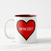WWJD Heart Zweifarbige Tasse (Links)