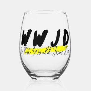 WWJD Stielwein Glas – Fettes Schwarz & Gelb