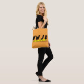 WWJD Tote Bag - Bold Black & Yellow Script Tasche (Am Model)