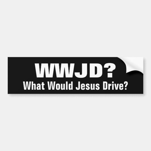 WWJD?  Was würde Jesus fahren? Autoaufkleber (Vorne)