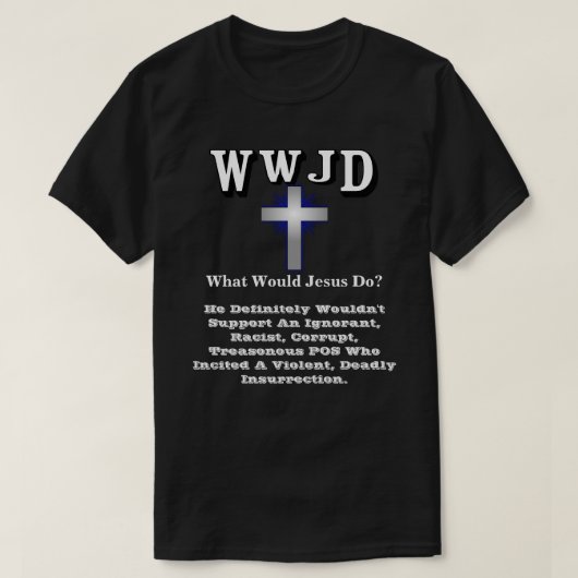 WWJD Was würde Jesus tun? T-Shirt (Design vorne)