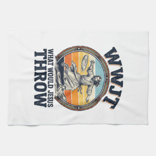 WWJT Was würde Jesus werfen Vintage Disc Shirt_1 Geschirrtuch