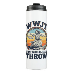WWJT Was würde Jesus werfen Vintage Disc Shirt_1 Thermosbecher