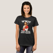 WWJT What would Jesus throw haches axe throwing_2 T-Shirt (Vorne ganz)