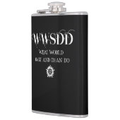 WWSDD Zitat Design mit Pentagramm-Sun-Symbol Flachmann (Links)