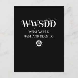 WWSDD-Zitatdesign mit Pentagramm-Sonnensymbol Feiertagspostkarte