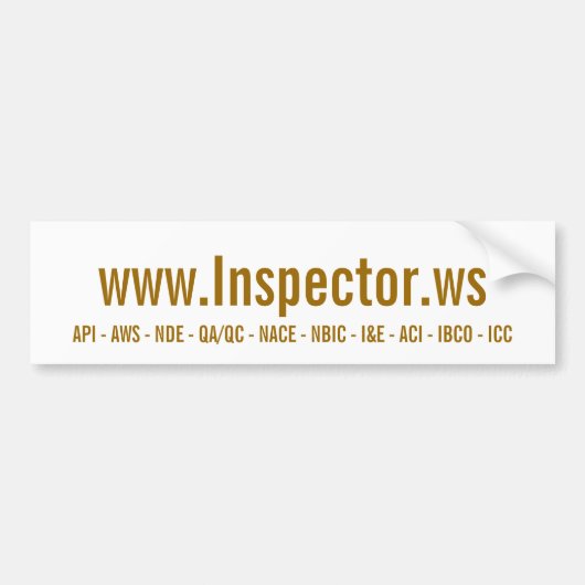 www.Inspector.ws, API - AWS - NDE - QA/QC - NAC… Autoaufkleber (Vorne)
