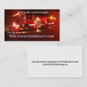 WWW.STOCKTONFIREFACTS.COM VISITENKARTE (Vorne/Hinten)