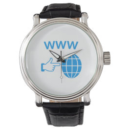 WWW World Wide Web Globe Icon with Hand Pointer Armbanduhr
